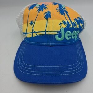 Jedco Jeep Tropical Scene Hat Cap Snapback Mesh Trucker's Palm Trees